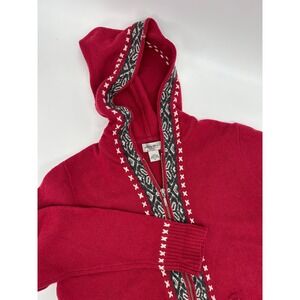 Eddie Bauer Collectibles Red Lambswool Fair Isle Zip Hoodie Women's XL
